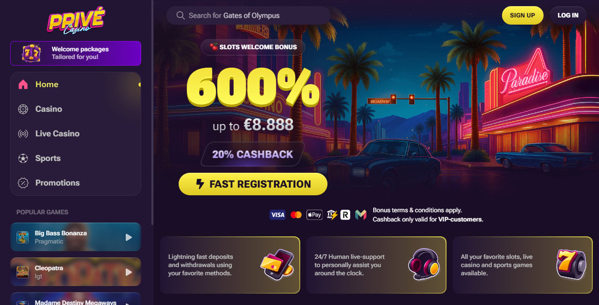 Prive Casino Desktop screenshot
