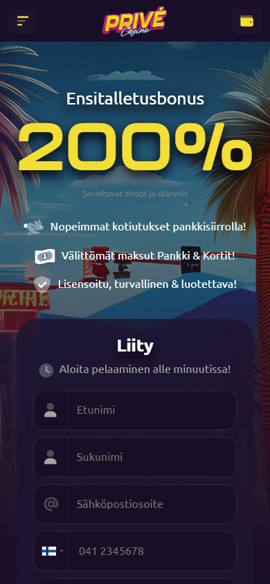 Prive Casino Mobile screenshot
